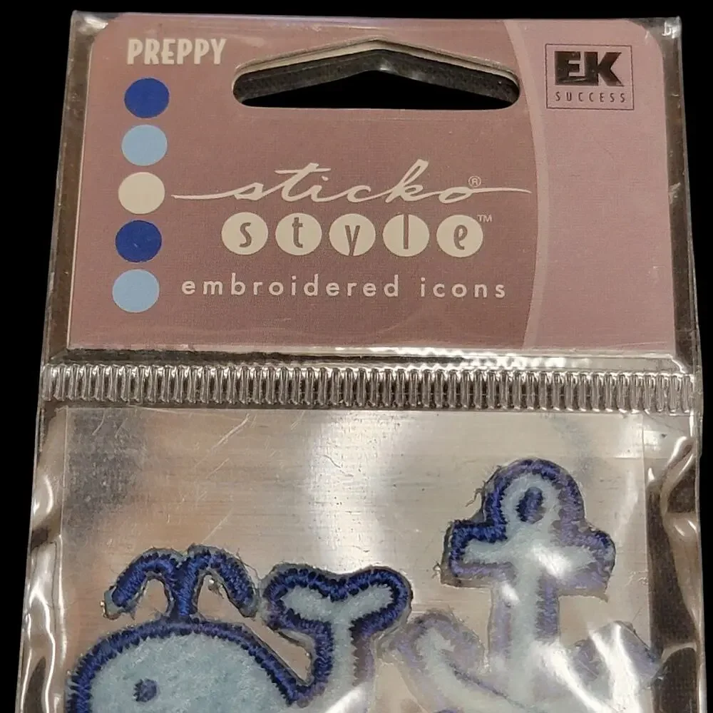 EK Success Sticko‎ Style Sailing Icons Embroidered Stickers 12ct Whale Blue